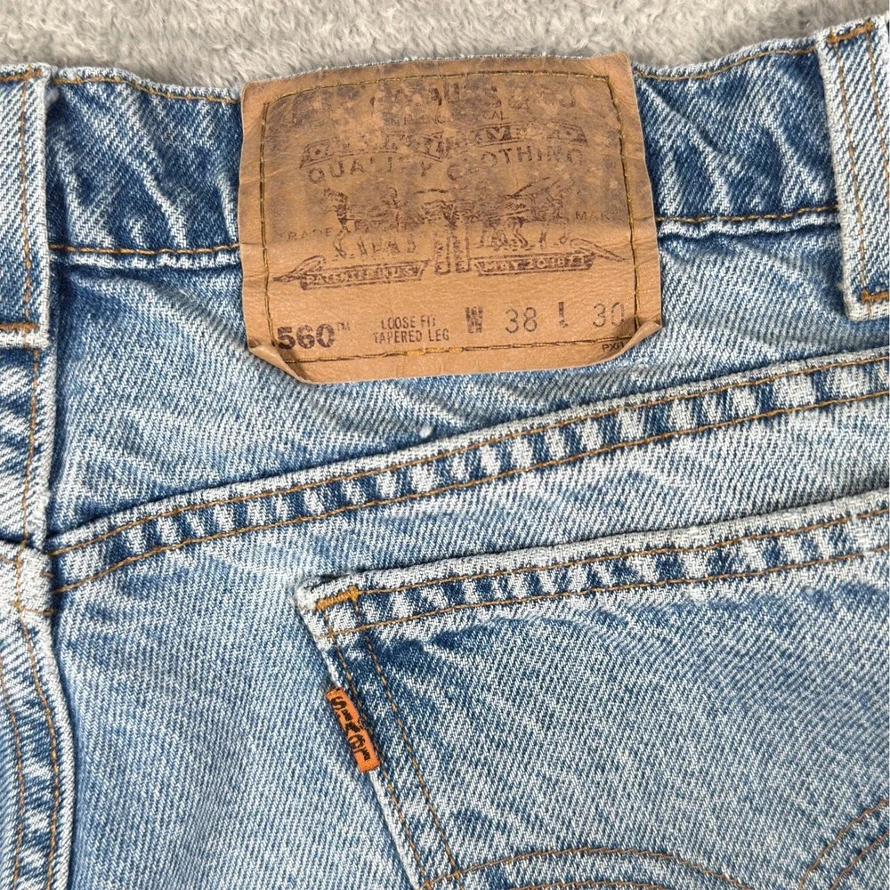 VTG Levis 560 Jeans Mens 38x30 Loose Tapered Orange Tab Denim 1996 Blue